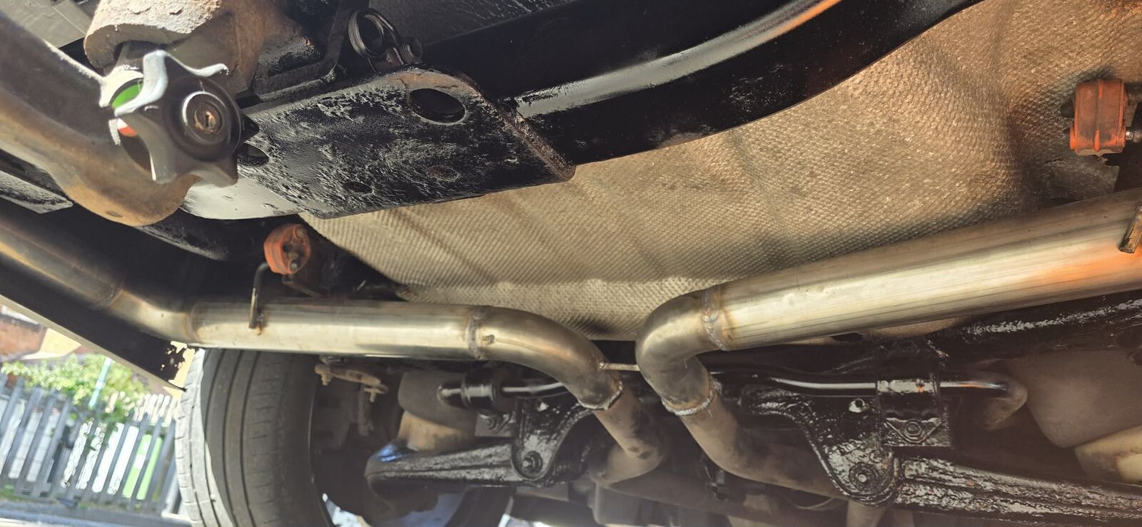 Custom exhaust underside view